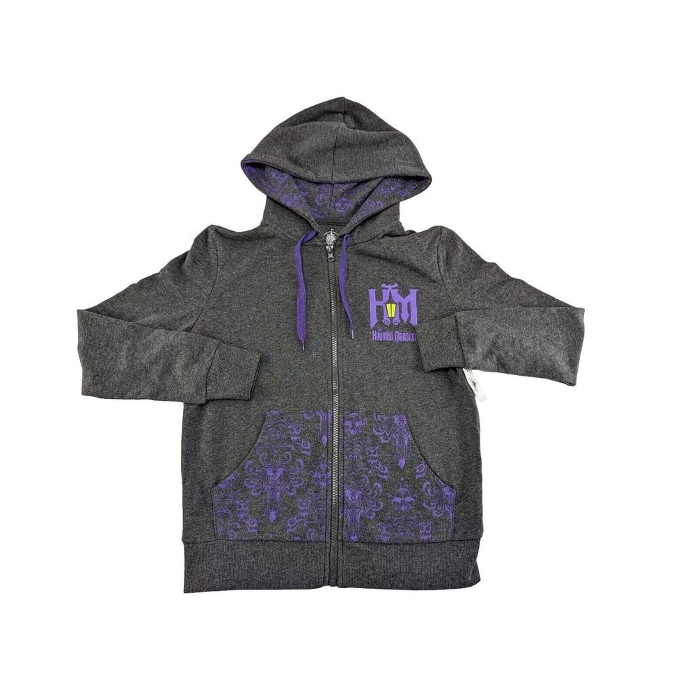 Disney HAUNTED MANSION‎ Wall Paper Full Zip Hooded Hoodie Sweatshirt Women's XS